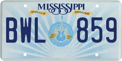 MS license plate BWL859