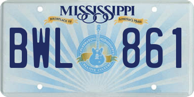 MS license plate BWL861