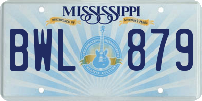 MS license plate BWL879