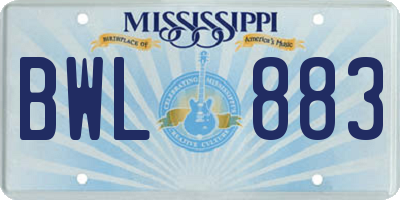 MS license plate BWL883