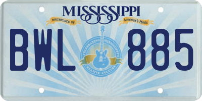 MS license plate BWL885