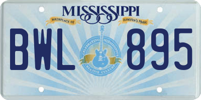 MS license plate BWL895