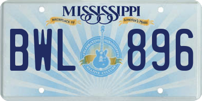 MS license plate BWL896