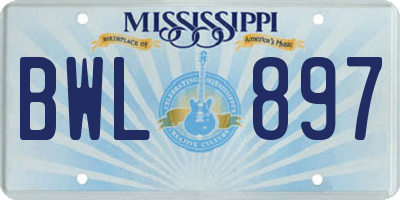 MS license plate BWL897