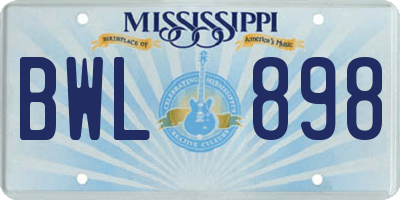 MS license plate BWL898