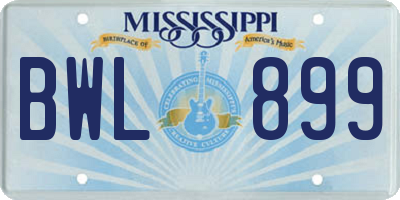 MS license plate BWL899