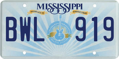 MS license plate BWL919