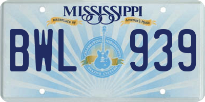 MS license plate BWL939