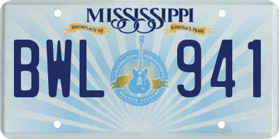 MS license plate BWL941