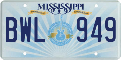 MS license plate BWL949