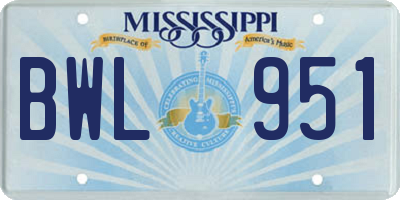MS license plate BWL951
