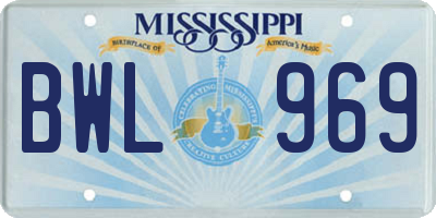 MS license plate BWL969