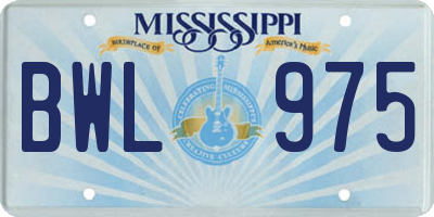 MS license plate BWL975