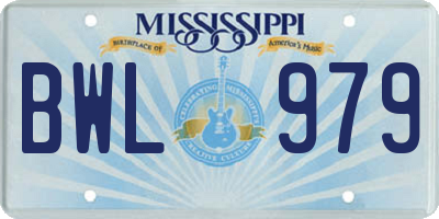 MS license plate BWL979