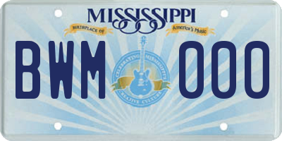 MS license plate BWM000