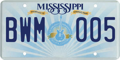 MS license plate BWM005