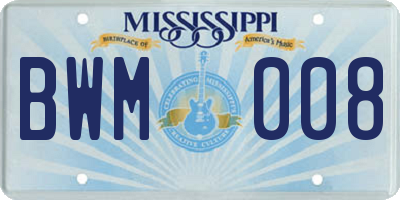 MS license plate BWM008