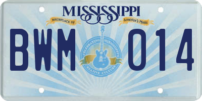MS license plate BWM014