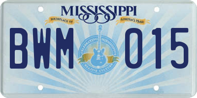 MS license plate BWM015