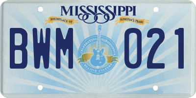 MS license plate BWM021