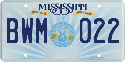 MS license plate BWM022