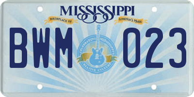 MS license plate BWM023