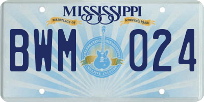 MS license plate BWM024