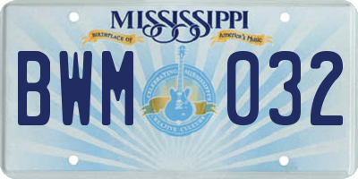 MS license plate BWM032