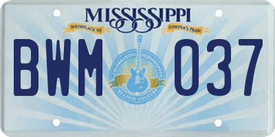 MS license plate BWM037