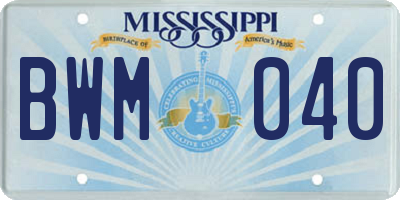 MS license plate BWM040