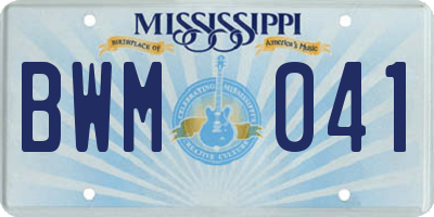 MS license plate BWM041