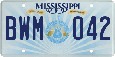 MS license plate BWM042