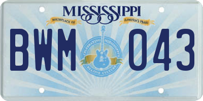 MS license plate BWM043