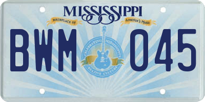 MS license plate BWM045