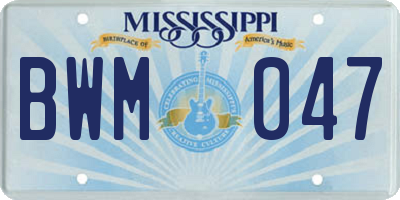MS license plate BWM047