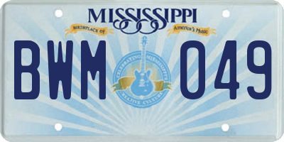 MS license plate BWM049
