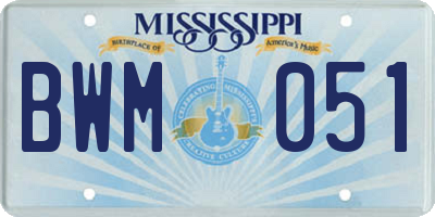 MS license plate BWM051