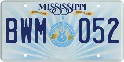 MS license plate BWM052