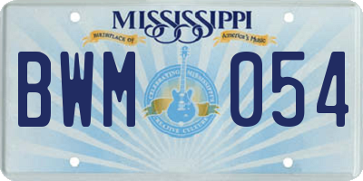 MS license plate BWM054