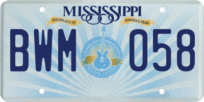 MS license plate BWM058