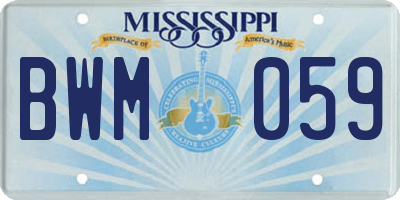 MS license plate BWM059