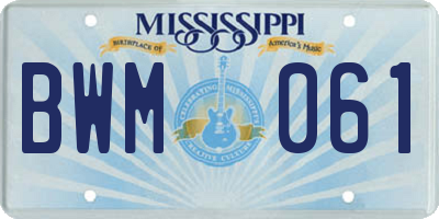 MS license plate BWM061