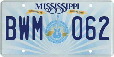 MS license plate BWM062