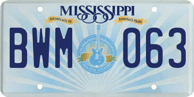 MS license plate BWM063