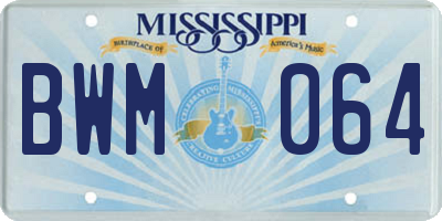 MS license plate BWM064