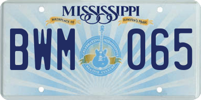 MS license plate BWM065