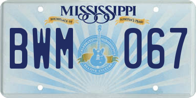 MS license plate BWM067