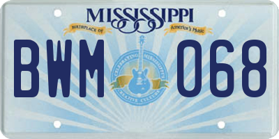 MS license plate BWM068