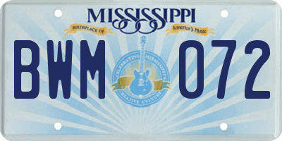 MS license plate BWM072