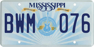 MS license plate BWM076